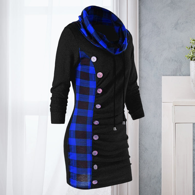 Check Button Sweater Dress