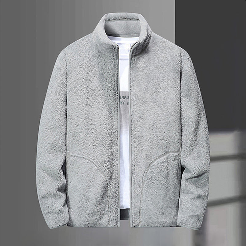 Fleece Stand Collar Reversible Sweatshirt