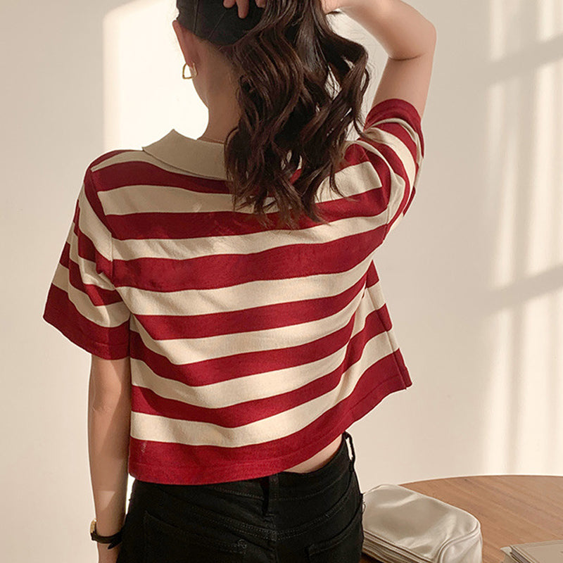 Front Shoulder Polo Neck T-shirt