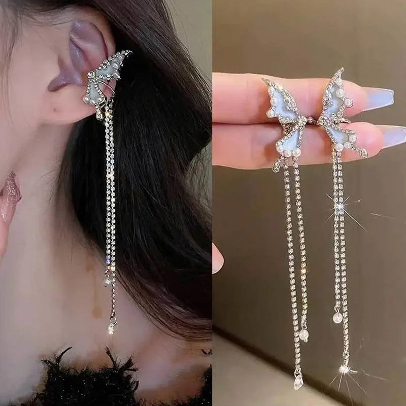 Elf Butterfly Diamond Tassel Earrings
