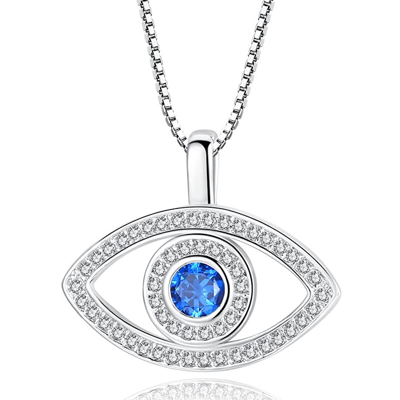 Evil Eye Crystal Silver Plated Necklace