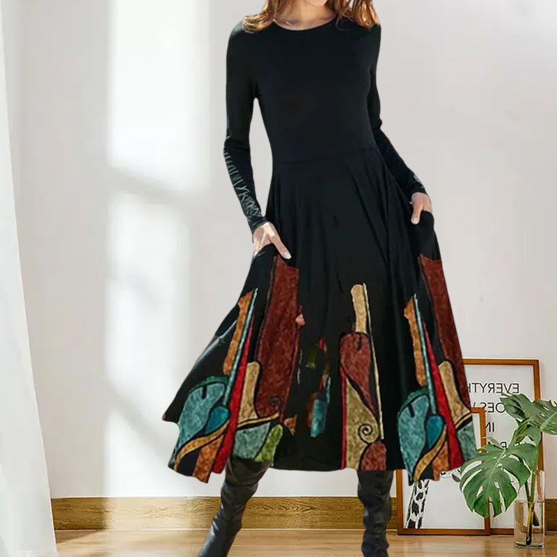 Long Sleeve Printed Dress