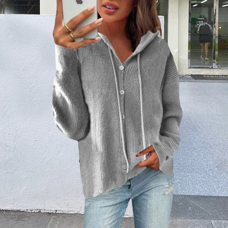 Knit Hooded Sweater Jacket