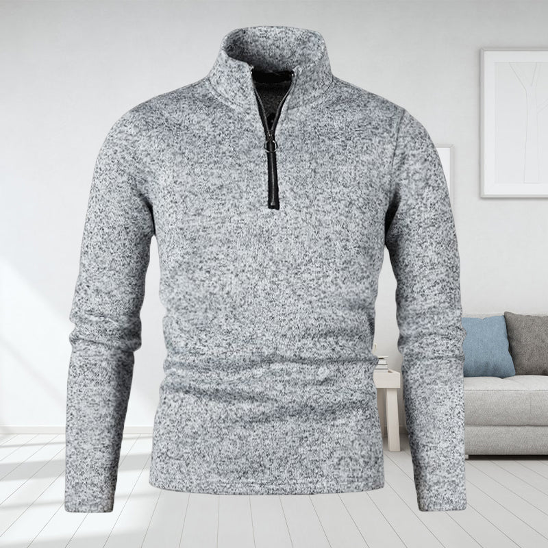 Men's Placket Zip Design Solid Color Turtleneck Jacket