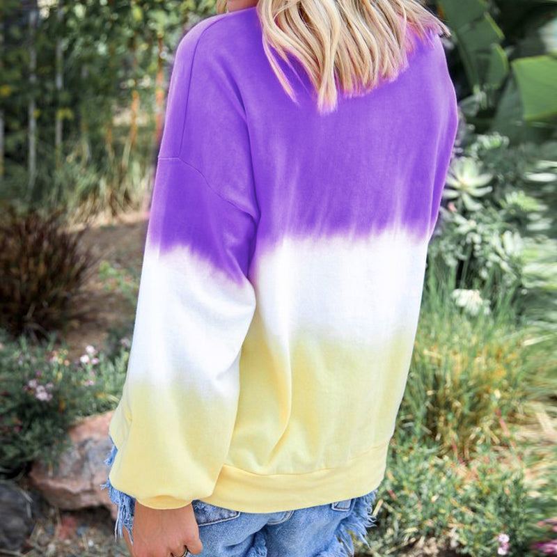 Rainbow Gradient Print Long Sleeve Sweatshirt