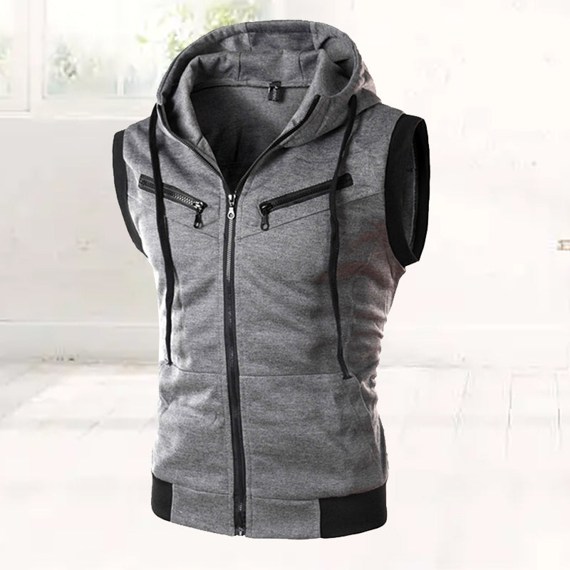 Men's Sleeveless Slim Fit Hoodie Vest