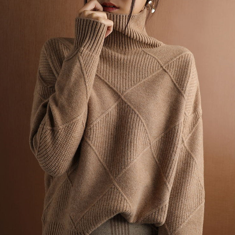 Turtleneck Cashmere Loose Cardigan