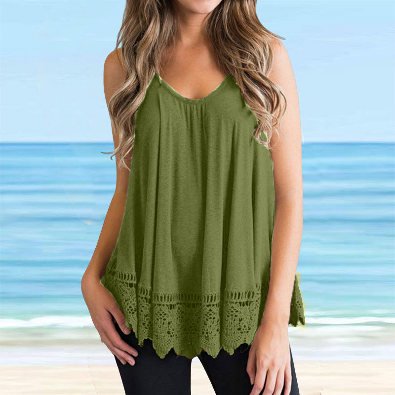 Solid Lace Tank Top T-Shirt
