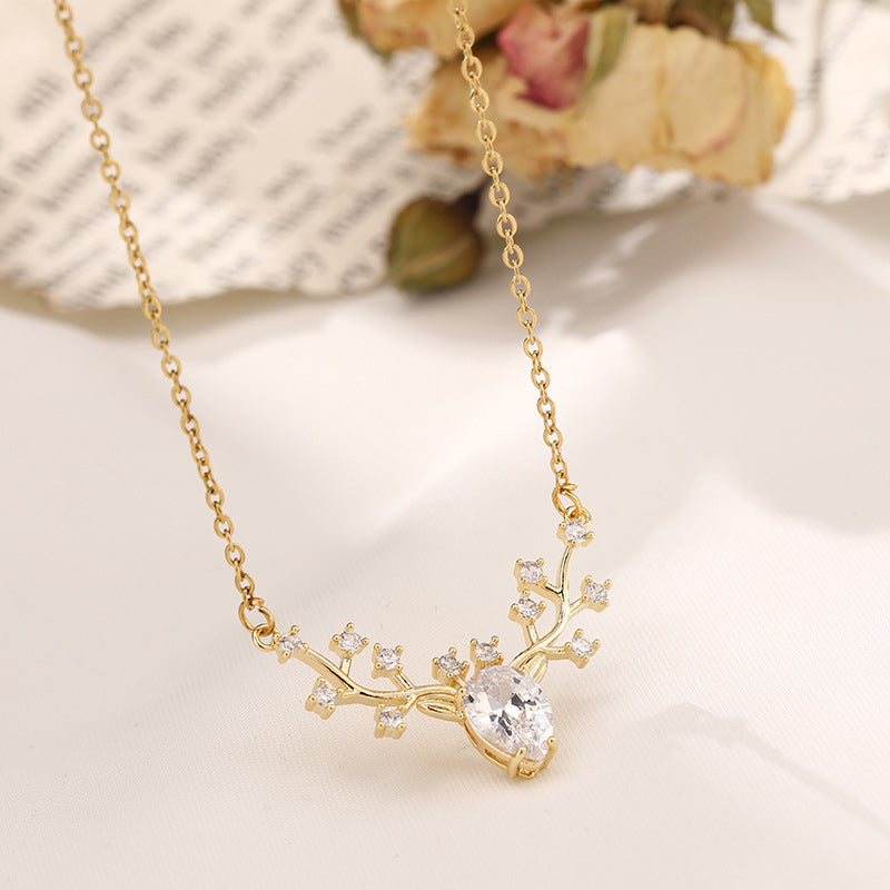 Glitter Deer Titanium Necklace