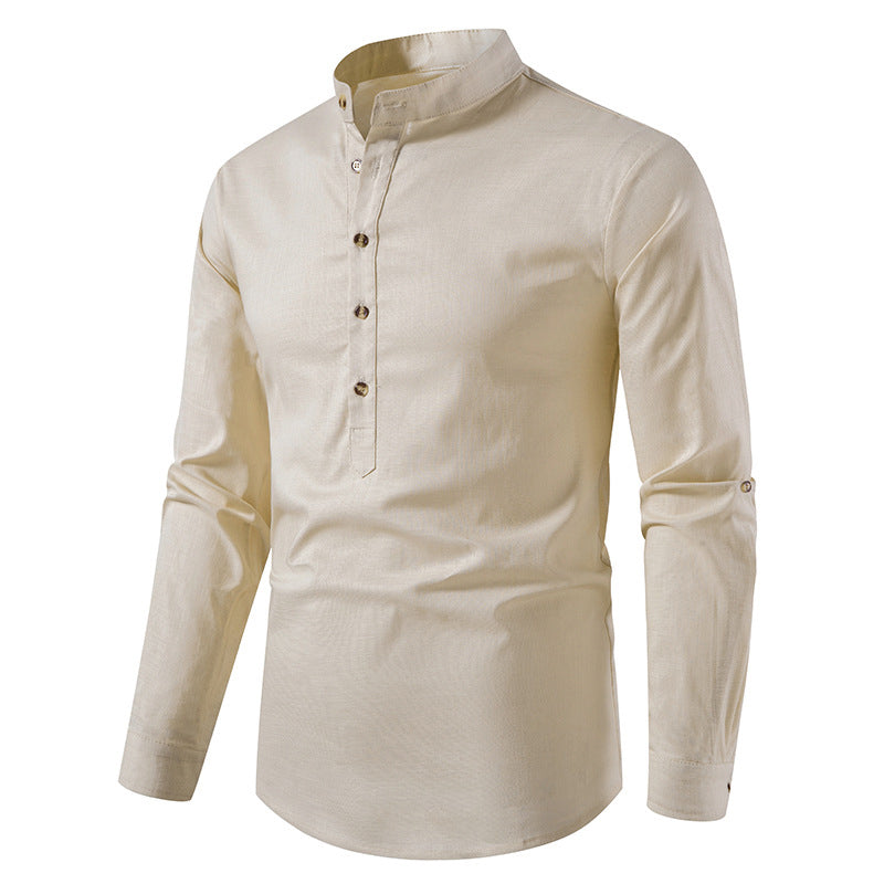Linen Long Sleeve Cotton Slim Fit Shirt