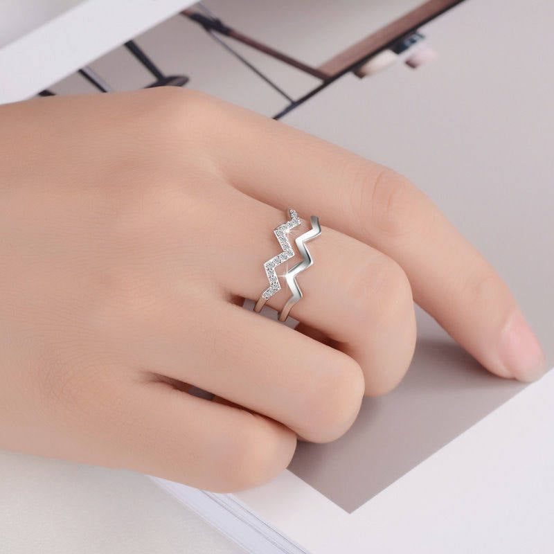 Double Diamond Wave Ring