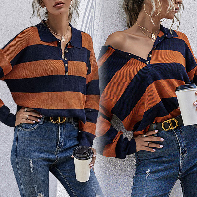 Women's Autumn Vintage Striped Long Sleeve T-Shirt