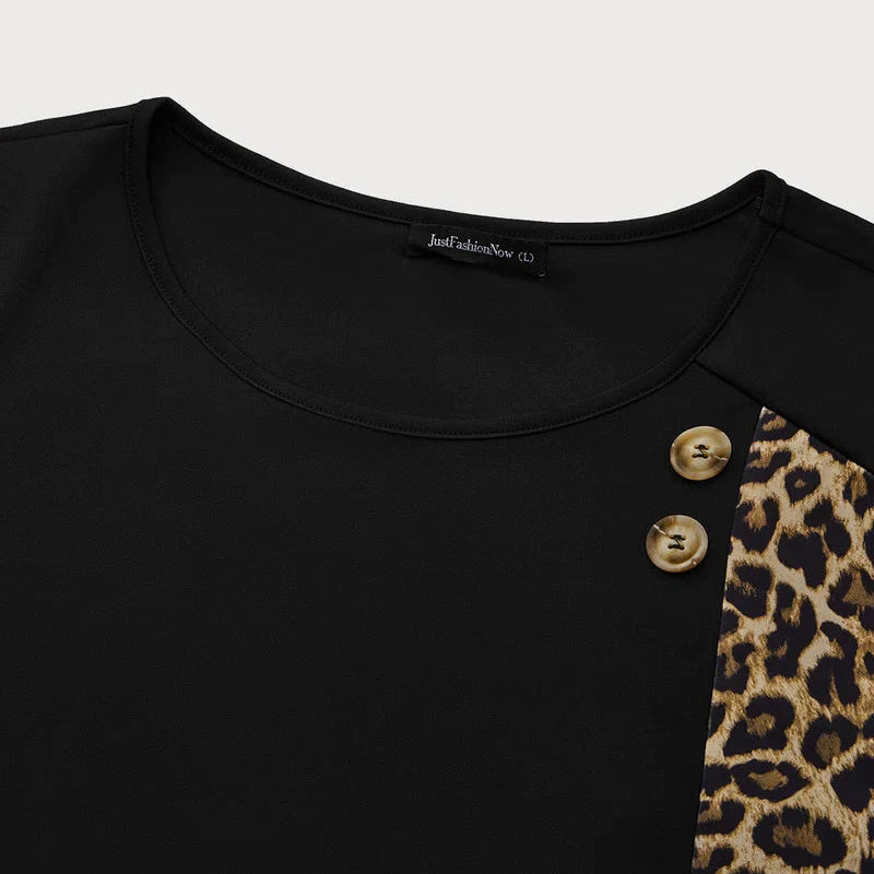 Leopard Print Lantern Sleeve Top