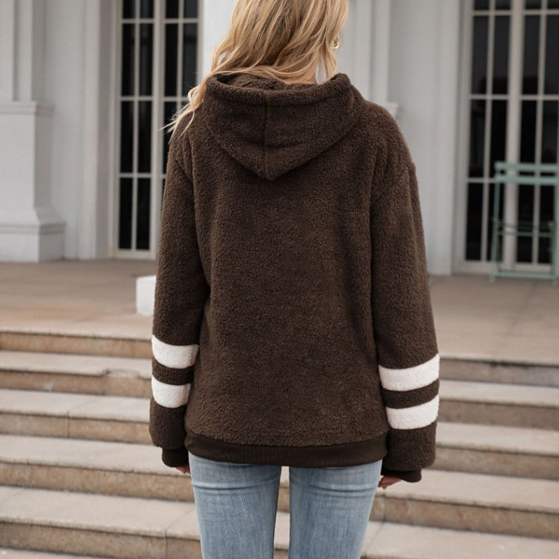 Drawstring Plush Sweater Jacket