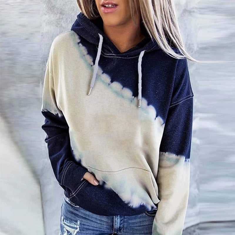 Hooded Gradient Long Sleeve Loose Sweatshirt