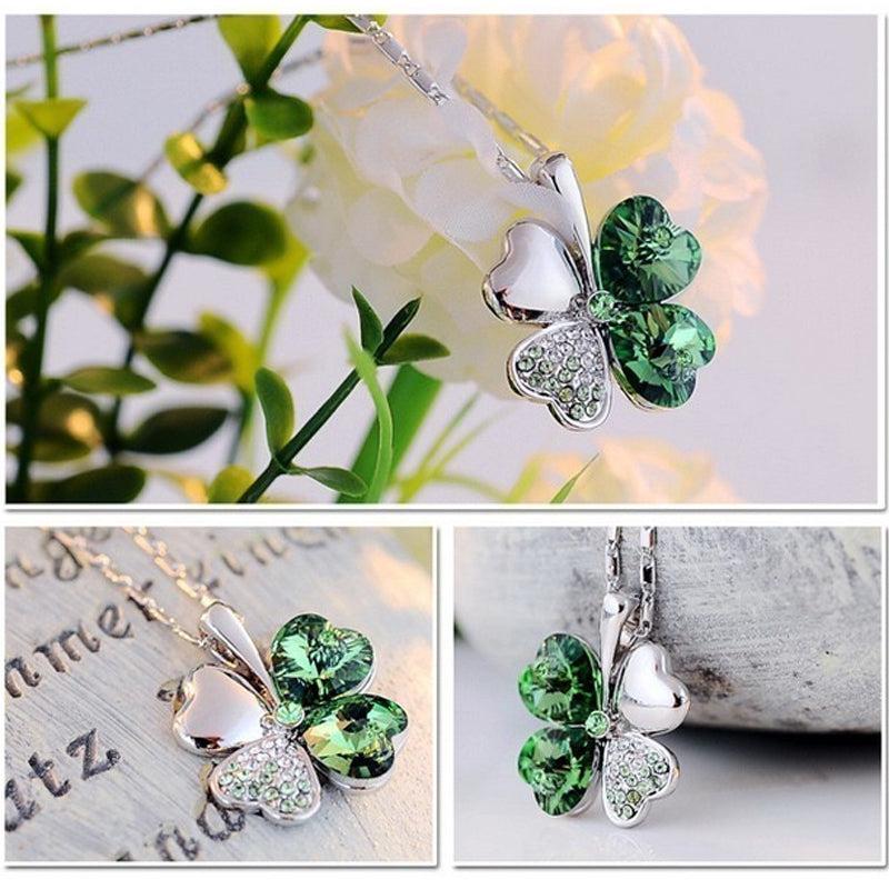 Lucky Four-leaf Clover Crystal Necklace