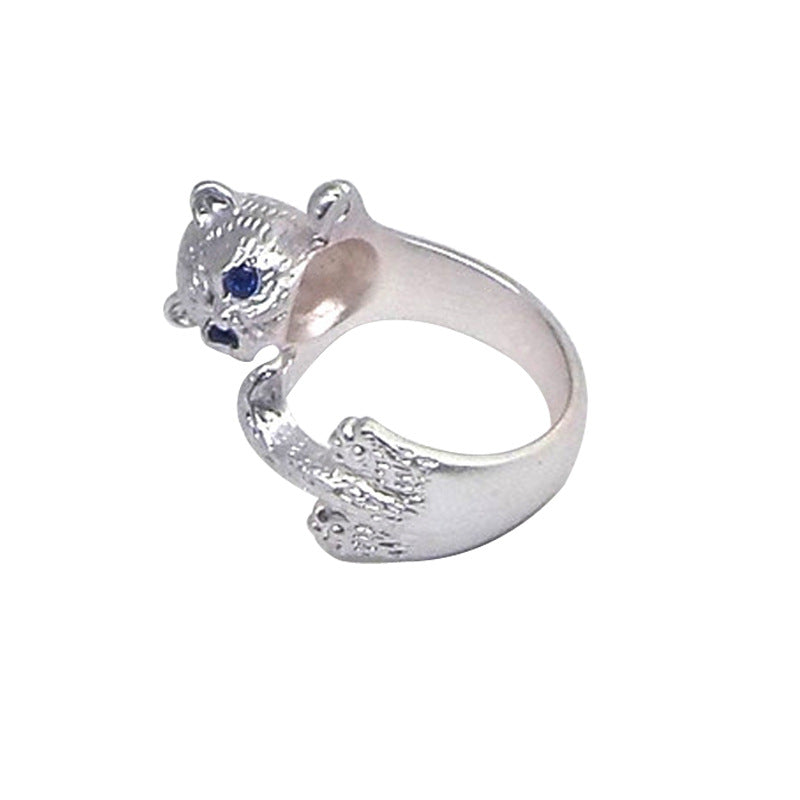 Big Blue Eyes Cat Ring