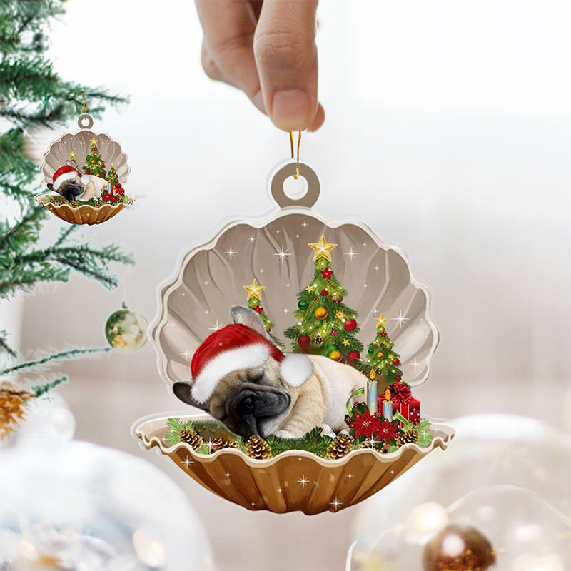 French Bulldog-Sleeping Pearl in Christmas Two Sided Ornament