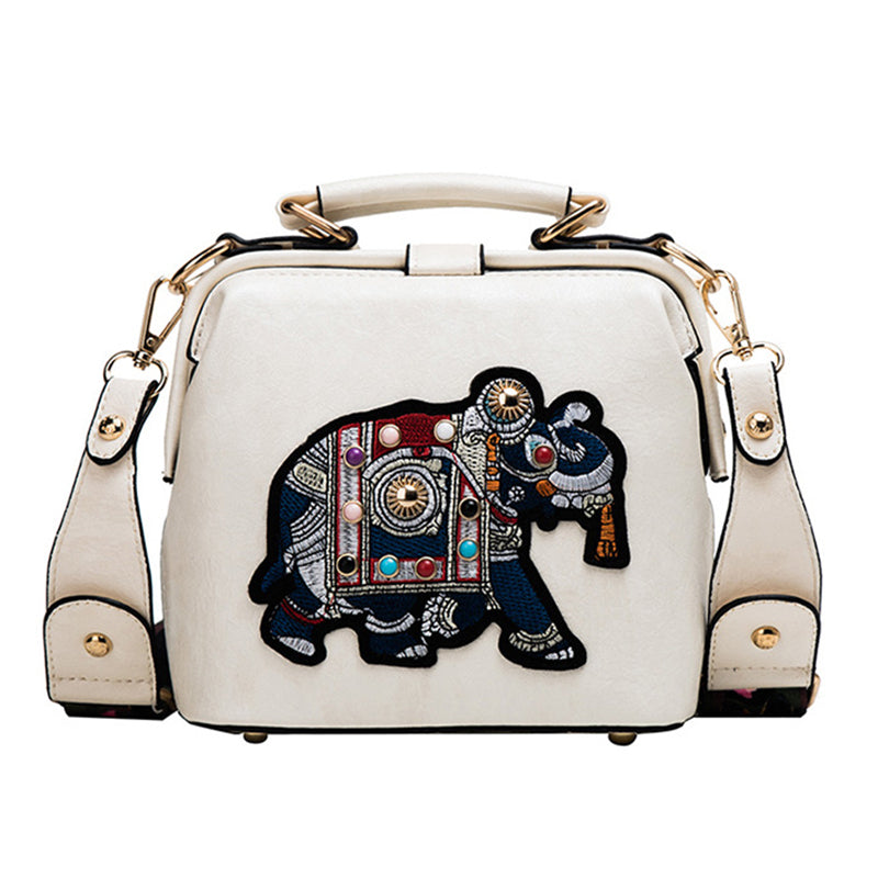 Embroidered Wide Strap Crossbody Bag