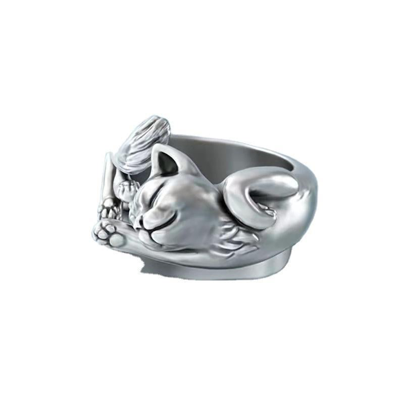 Lazy Cat 3D Open Ring
