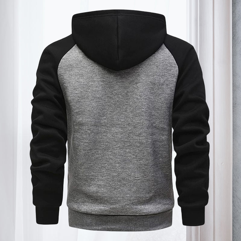 Color Contrast Cardigan Hoodie