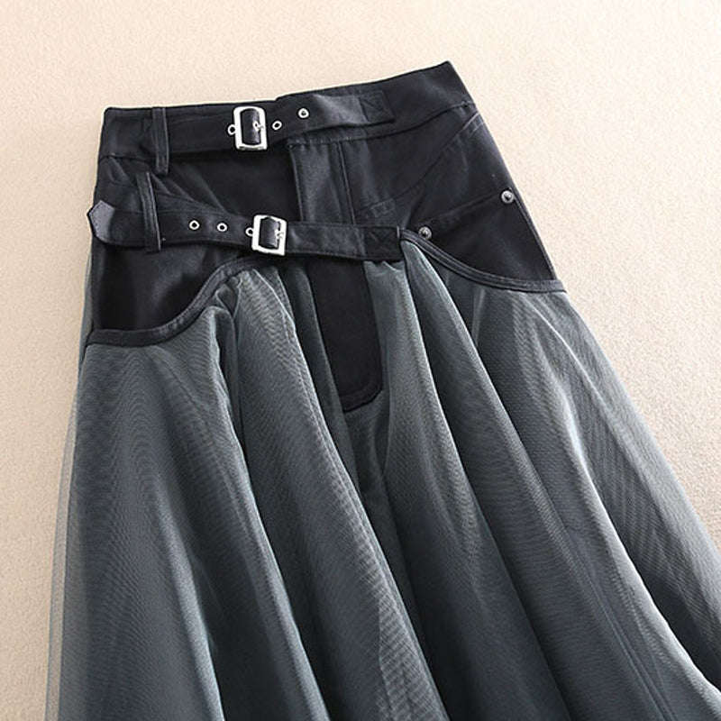 French Grey fashion Patchwork Tulle Skirts