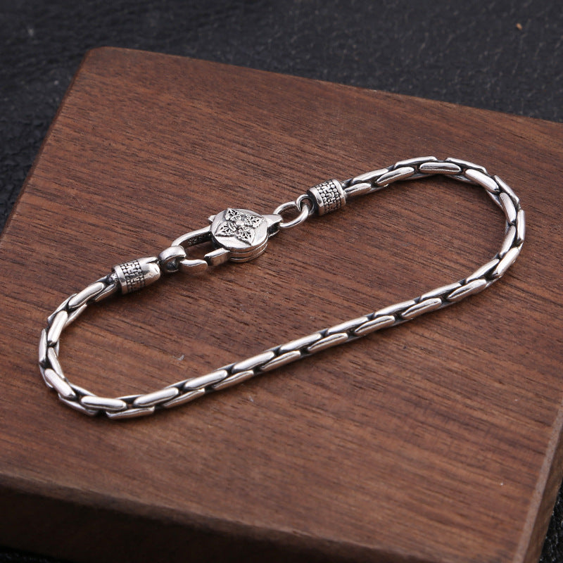 Sterling Silver Vajra Byzantine Chain Bracelet