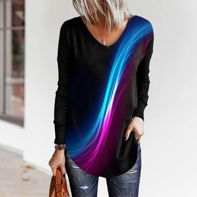 Long-sleeved Top with Gradient Print