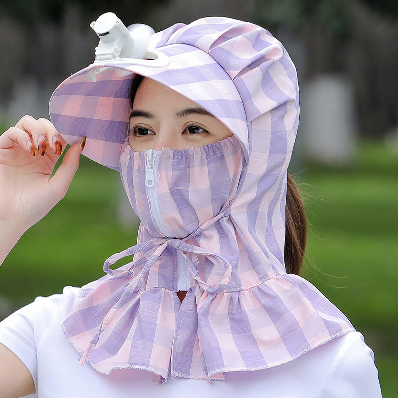Sunshade Long Brim Sun Hat with Fan