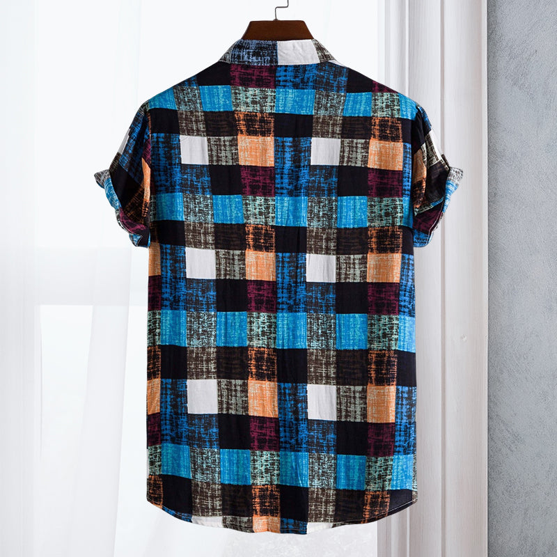 Multicolored Plaid Short Sleeve Shirt