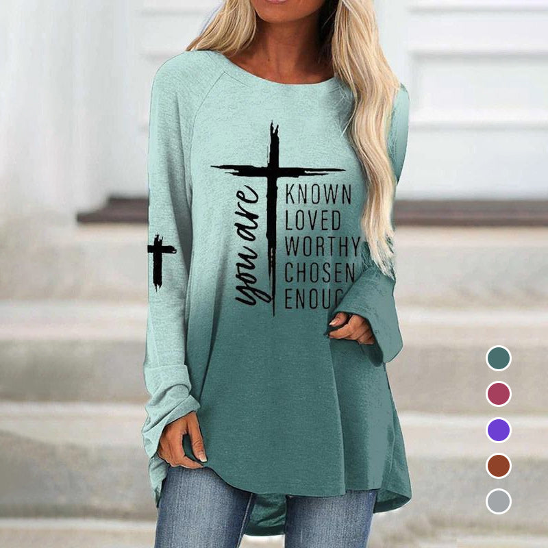 Cross Letter Print T-shirt