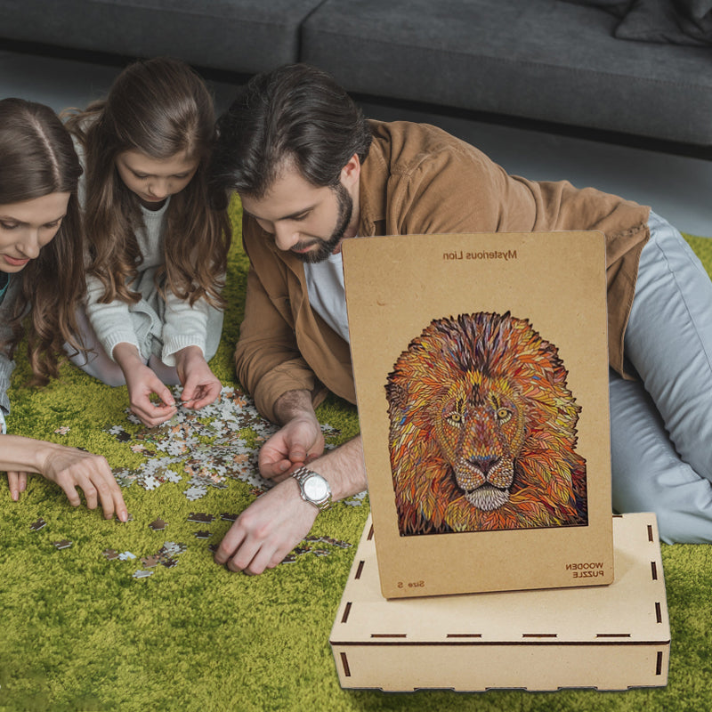 Wooden Lion Puzzle Blocks