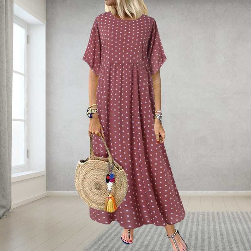 Half Sleeve Polka Dot Dress