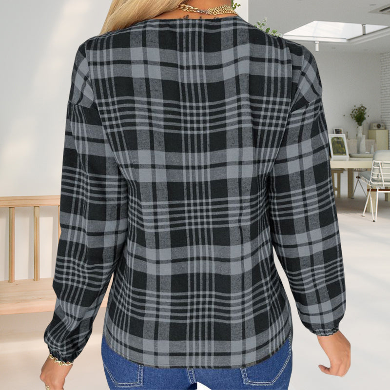 Women's V-Neck Check T-Shirt