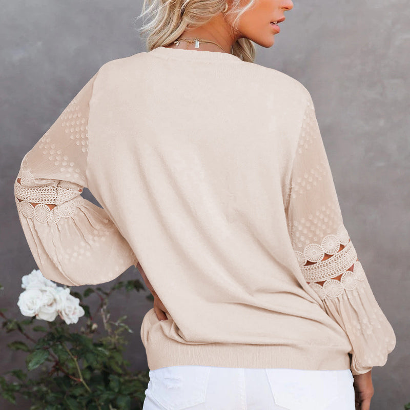 Round Neck Balloon Sleeve Top