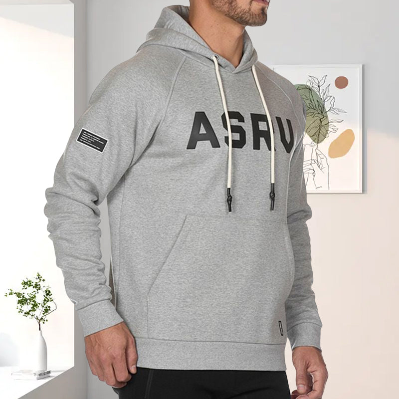 Lettered Print Long-sleeved Hooded Sweatshirt