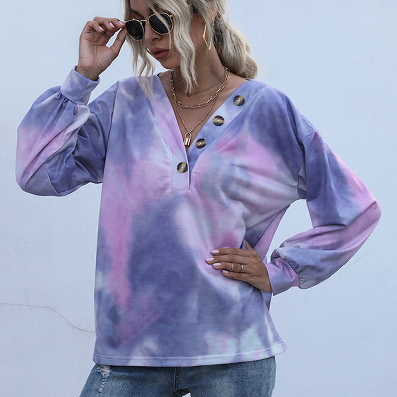 V-neck Tie-dye Sweatshirt