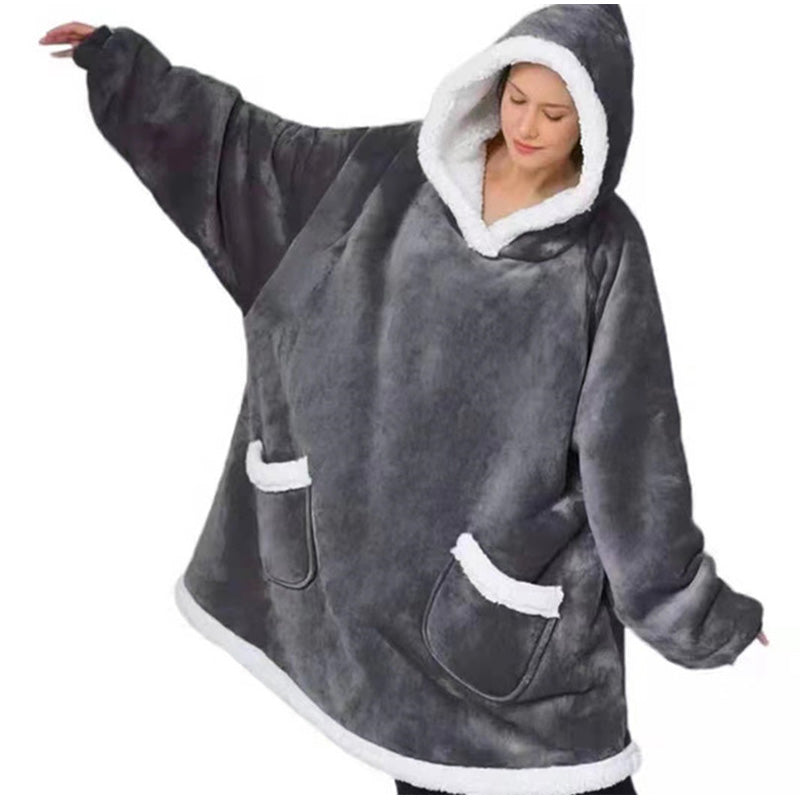 Casual Unisex Long Hooded  Wearable Blanket