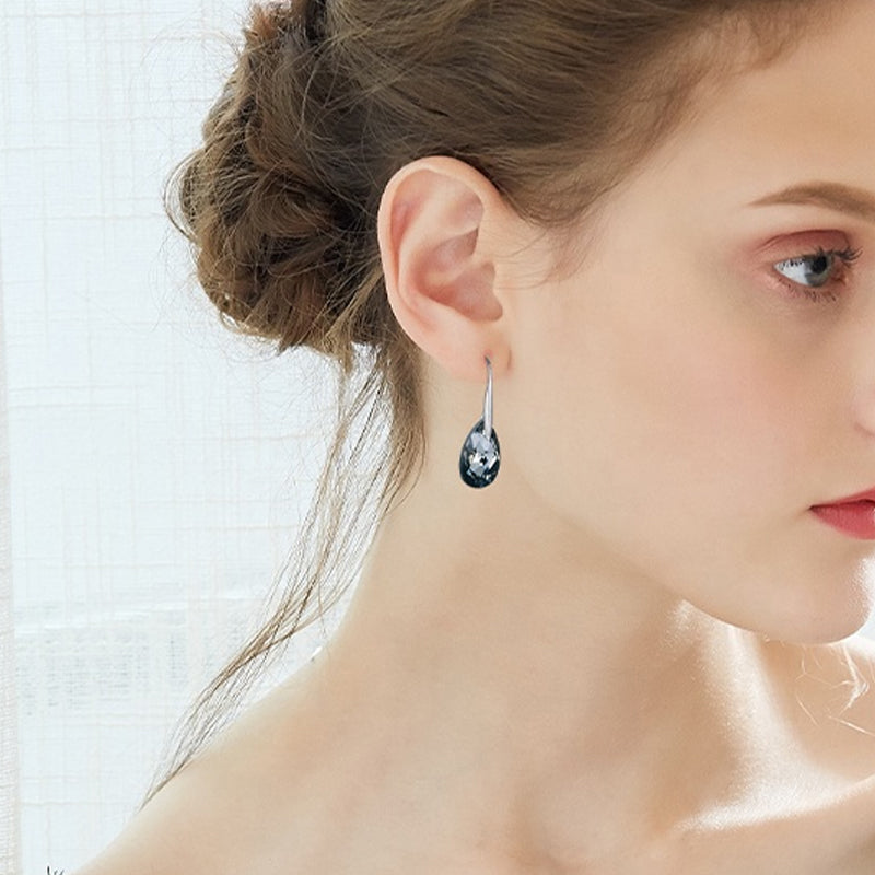 Black Aurora Borealis Drop Earrings