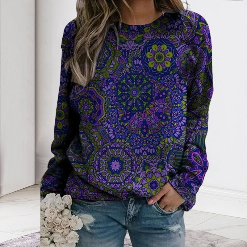 Printed Long-sleeved Crew-neck Sweatshirt