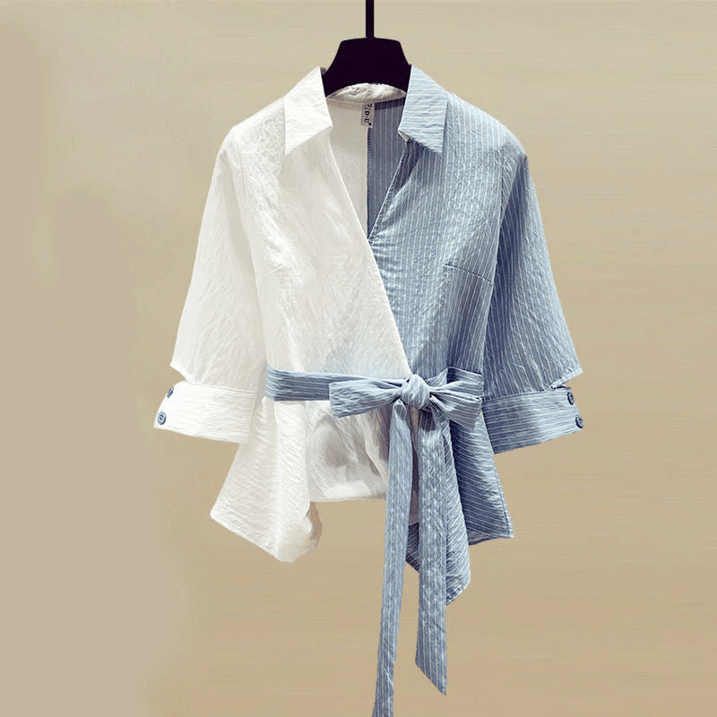 Two-piece Shirt Blouse and Jeans Set