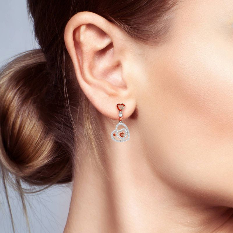 Double Heart Stud Earrings