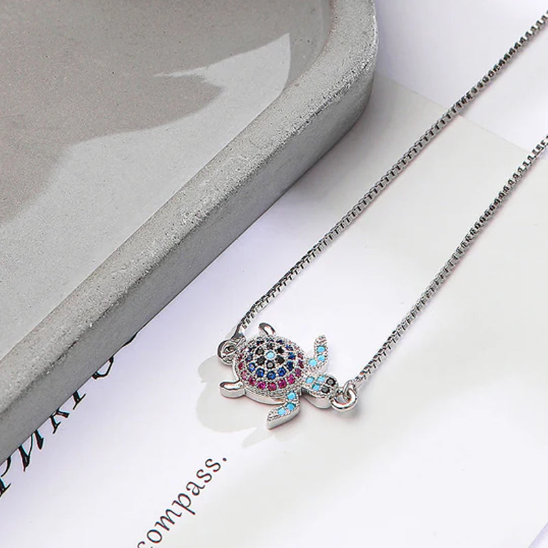 Zircon inlaid cute little turtle bracelet