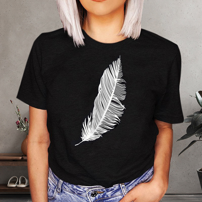 Feather Print Short Sleeve T-Shirt