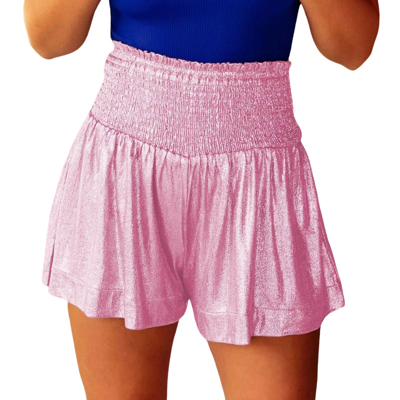 Elastic Waist Glitter Shorts