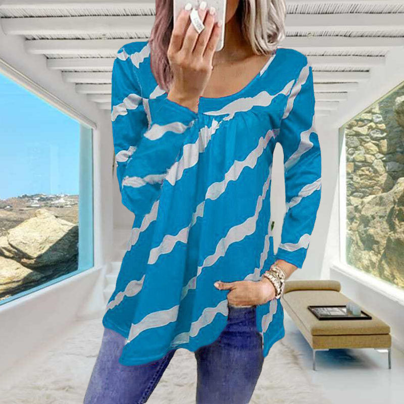Striped Print Loose Long Sleeve T-Shirt
