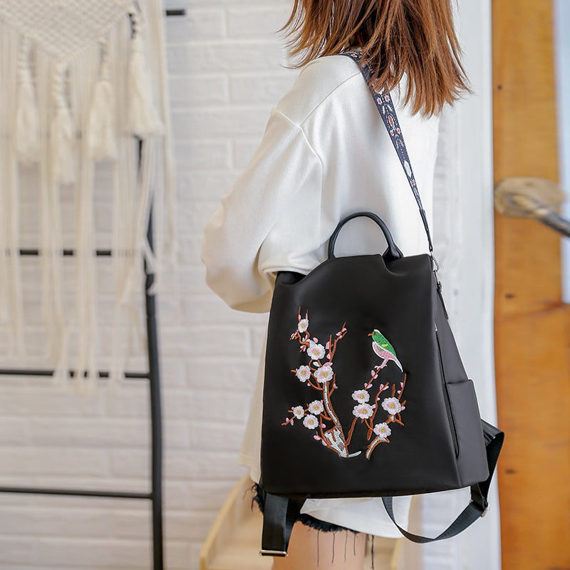 Embroidered Anti-theft Backpack