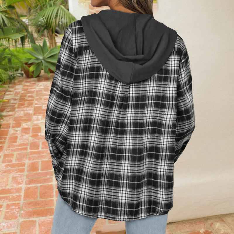 Hooded Buttoned Casual Shirt Jacket