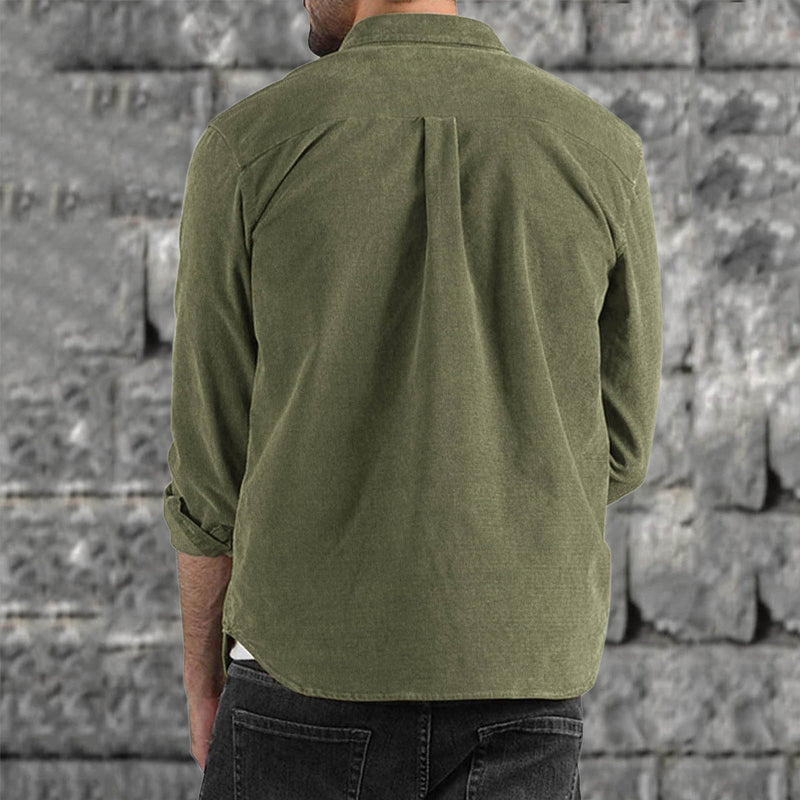 Men's Long Sleeve Casual Vintage Pocket Shirt