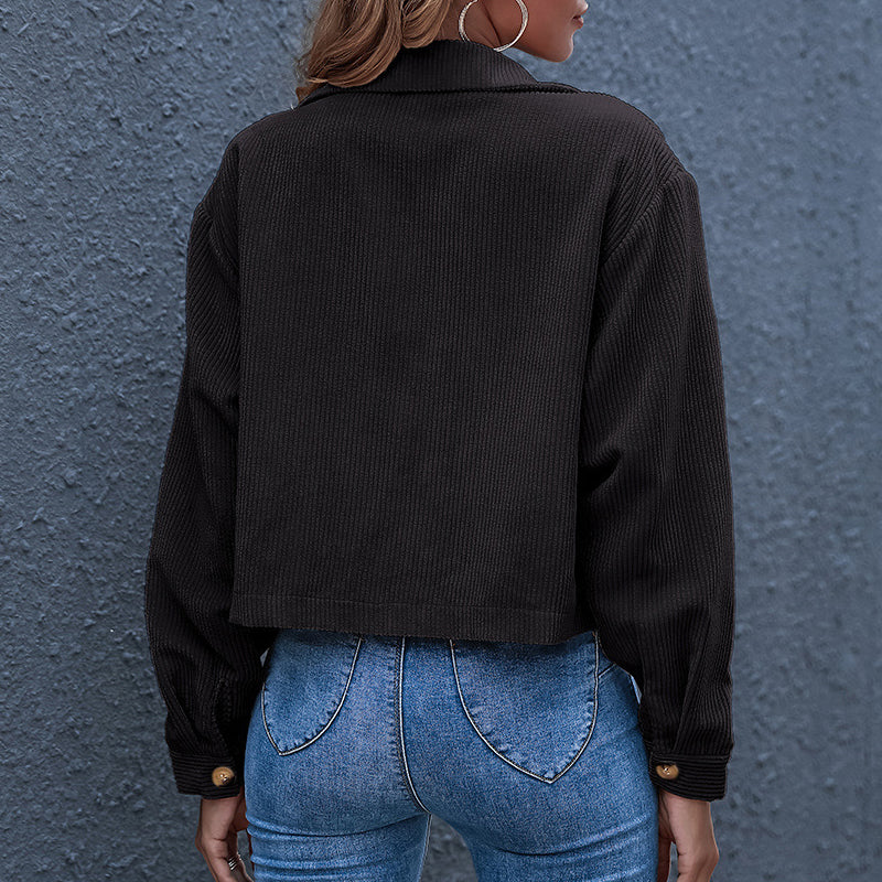 Women's Casual Cropped Corduroy Jackets